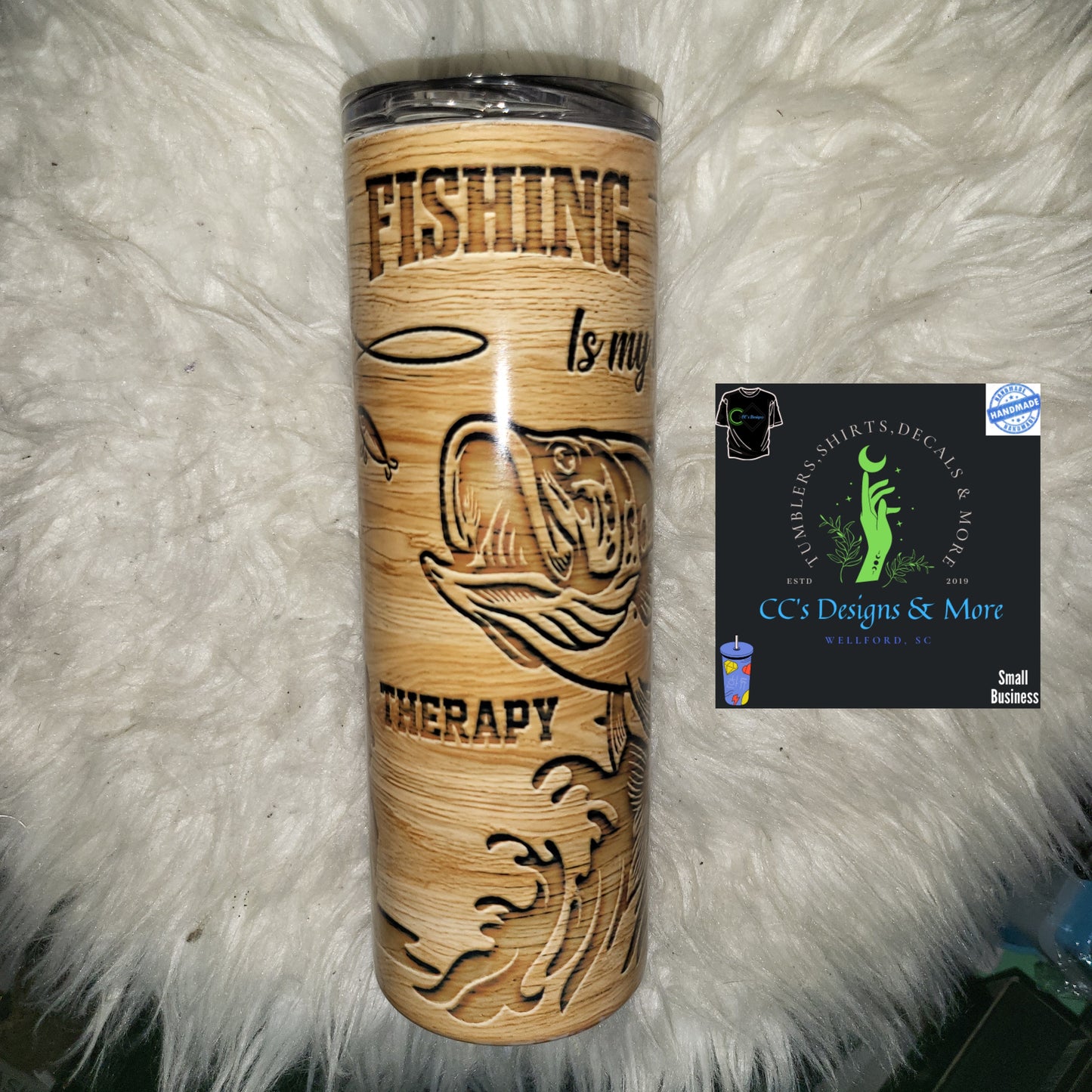 Gone Fishing Woodgrain Tumbler