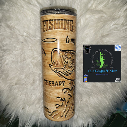 Gone Fishing Woodgrain Tumbler