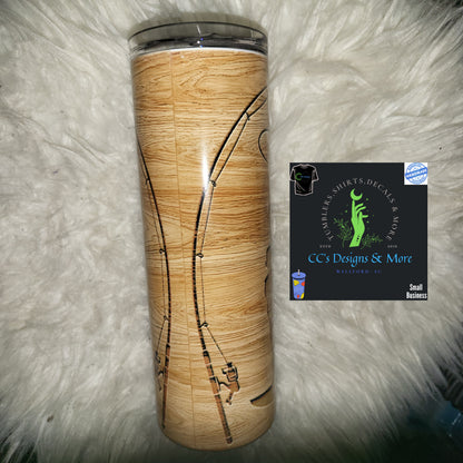Gone Fishing Woodgrain Tumbler