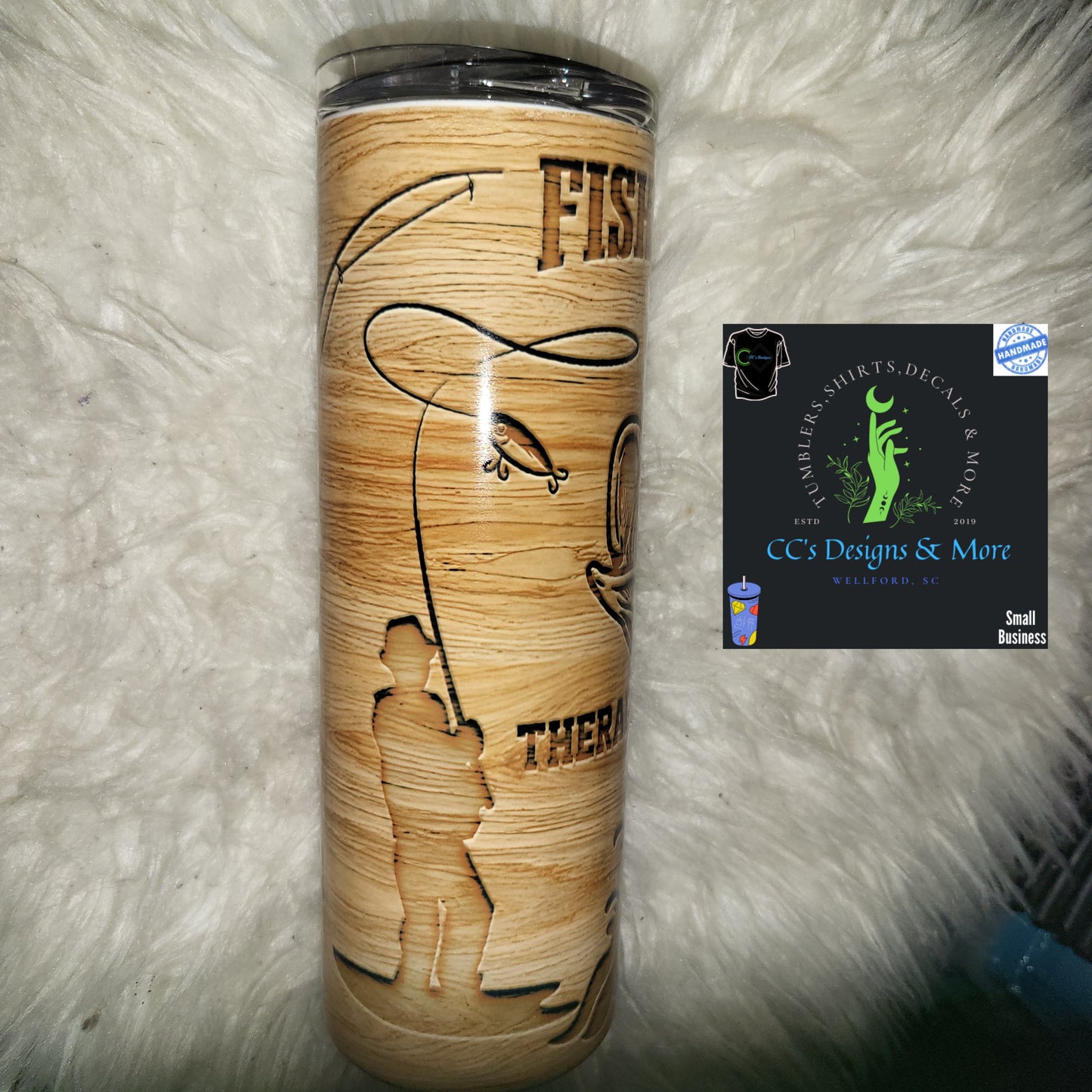 Gone Fishing Woodgrain Tumbler